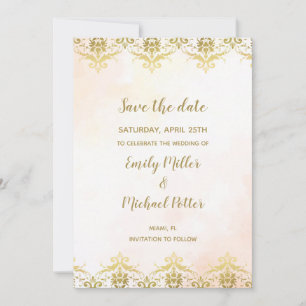 Hochzeit speichern Sie das Datum Wasserfarbe Peach Save The Date