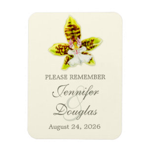 Hochzeit speichern Sie den Datums-Orchideen-Magnet Magnet