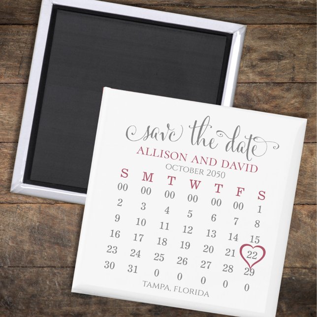 Hochzeit Speichern Sie den Minimalistischen Datums Magnet (Save the date calendar magnet.)