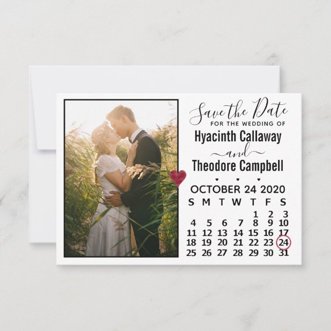 Hochzeit Speichern Sie den Termin Oktober 2020 Kal Save The Date (Vorderseite)