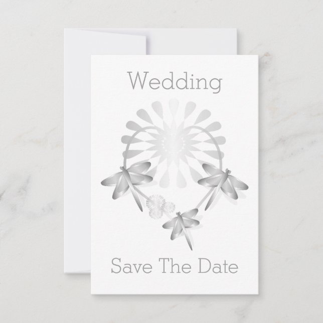 Hochzeit Speichern Sie die Datumskarte Silberdrach Save The Date (Vorderseite)