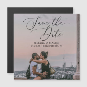 Hochzeit Speichern Sie die Datumsmagnete mit Foto Magneteinladung