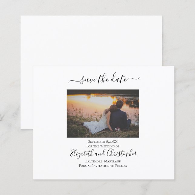 Hochzeit Speichern Sie die formale Datumskarte (Vorne/Hinten)