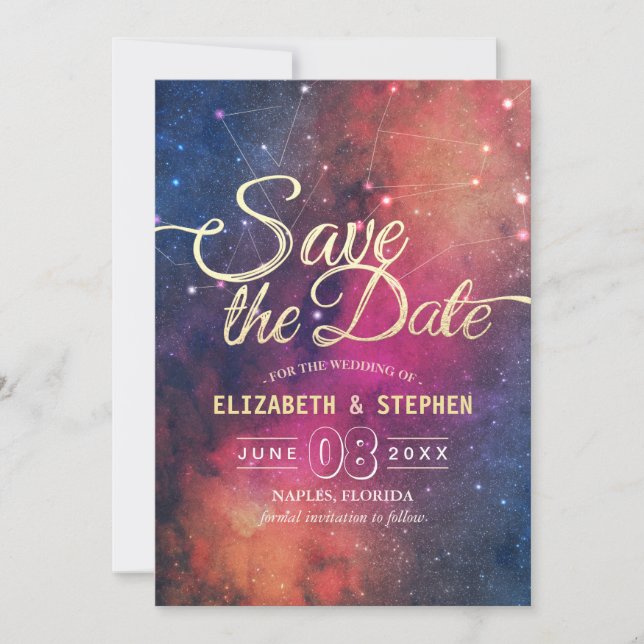 Hochzeit speichert das Datum Galaxie-Nebula-Sternb Save The Date (Vorderseite)