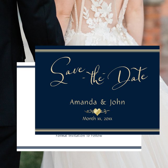 Hochzeit speichert die Date Navy Gold Verlobung Ca Save The Date (Wedding Save The Date Navy Gold Engagement Card)