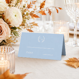 Hochzeit staubblauer cremefarbener monogrammgezier platzkarte