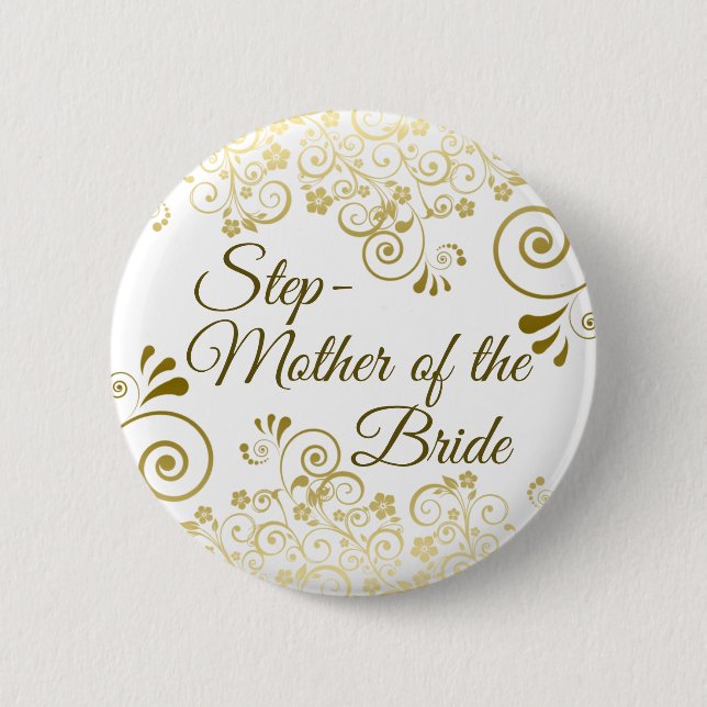 Hochzeit Stepmutter der Braut Gold Frilly Verziert Button (Vorderseite)