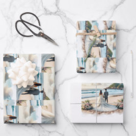 Hochzeit Strand Paar Geschenkpapier Set
