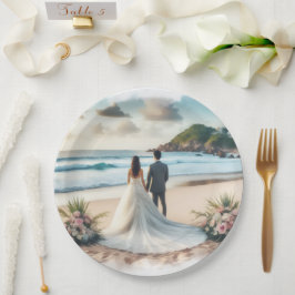 Hochzeit Strand Paar Pappteller