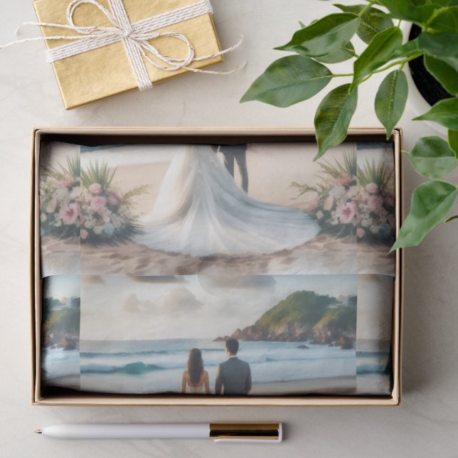 Hochzeit Strand Paar Seidenpapier (Geschenk)