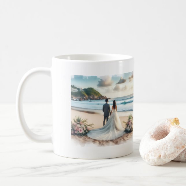 Hochzeit Strand Paare Kaffeetasse (Mit Donut)