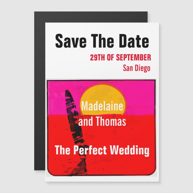 Hochzeit Summer Beach Retro Poster Save the Date Magneteinladung (Vorne/Hinten)