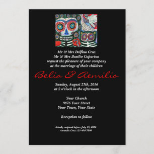 Hochzeit - Tag der Toten - mexikanische Frau & Kat Einladung