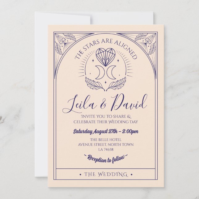 Hochzeit Tarot Mond Herbst Einladung (Vorderseite)