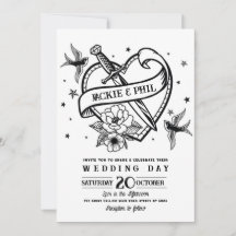 Hochzeit Tattoo traditionelle Rock Heart Doves