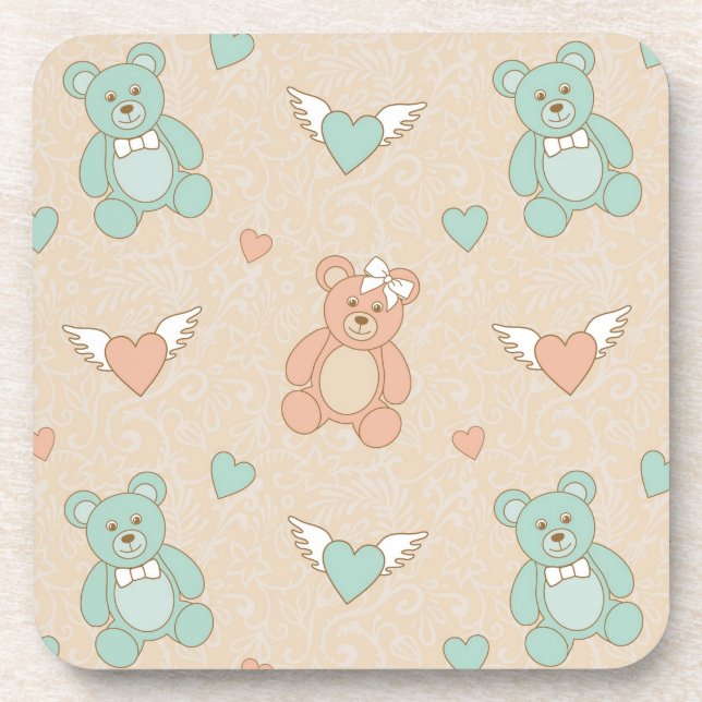 Hochzeit-Teddybären Getränkeuntersetzer (Vorderseite)