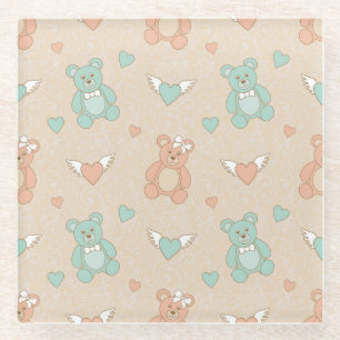 Hochzeit-Teddybären Glasuntersetzer