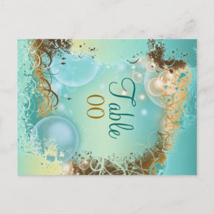 Hochzeit "Tischnummer" Aqua zum Thema Strand Postkarte