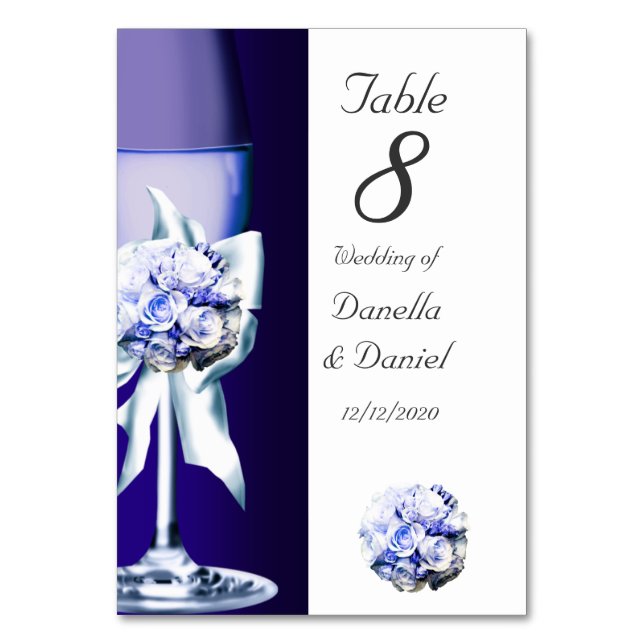 Hochzeit Tischnummer Blau Navy 3 (Vorderseite)