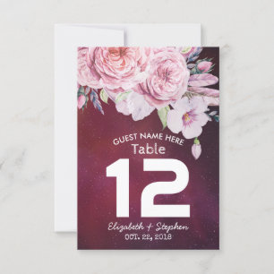 Hochzeit Tischnummer Blumenfüße Lila Lichter