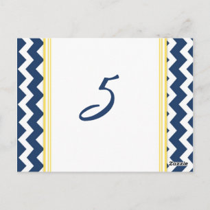 Hochzeit Tischnummer Cards Lemon Blue Zickzack