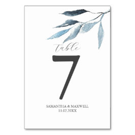 Hochzeit Tischnummer Dusty Blue Botanicals
