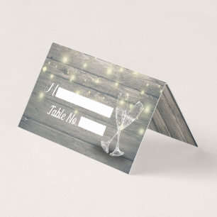 Hochzeit Tischnummer Escort Champagne Glasses Wood