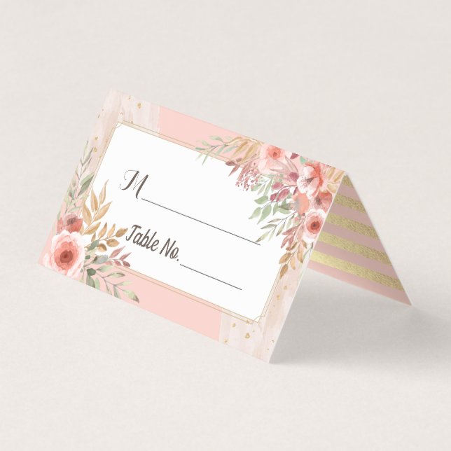 Hochzeit Tischnummer Escort Elegante Rosa Blume (Vorderseite)