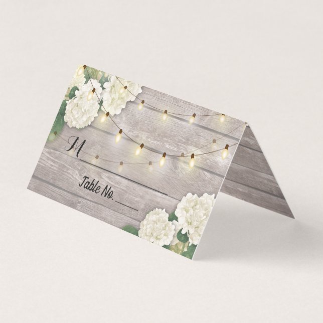 Hochzeit Tischnummer Escort Hydrangea Rustikales H (Vorderseite)