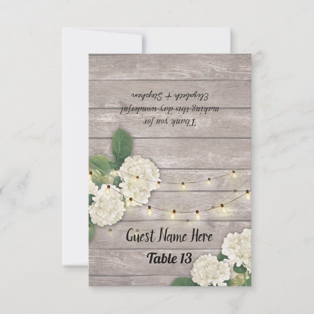 Hochzeit Tischnummer Escort Hydrangea Rustikales H (Vorderseite)
