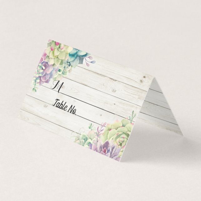 Hochzeit Tischnummer Escort Sukkulents Rustikales  (Vorderseite)