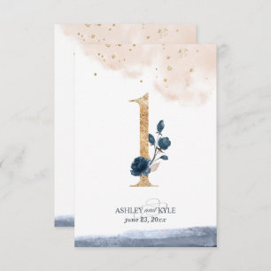 Hochzeit Tischnummer in Marine, Rost und Gold