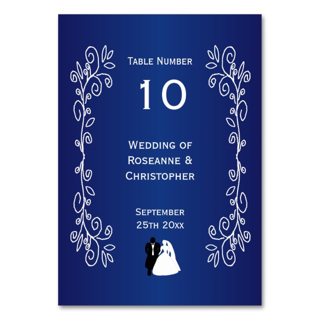 Hochzeit Tischnummer Royal Blue Bride Groom (Vorderseite)