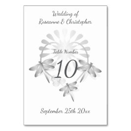 Hochzeit Tischnummer Silver Dragonflies Herz