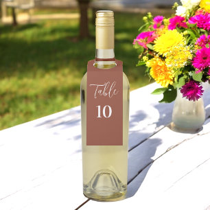 Hochzeit Tischnummer Terracotta Brown Flaschenanhänger