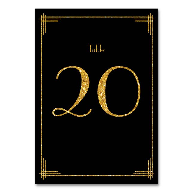 Hochzeit Tischnummern Gold Sequins Art Deco 20 (Vorderseite)