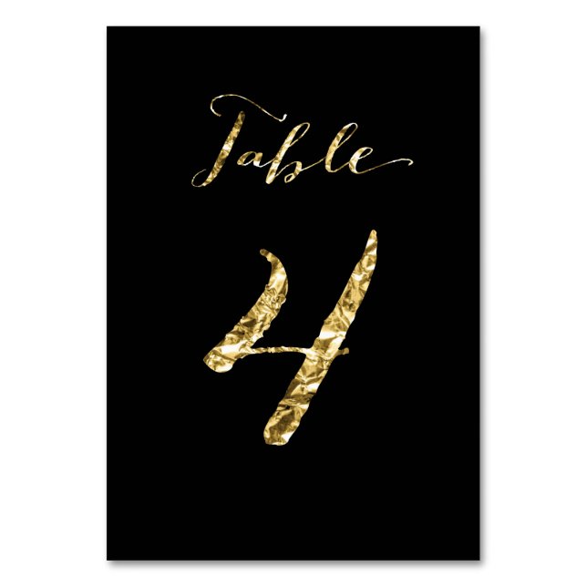 Hochzeit Tischnummern Schwarzes Gold Foil Nr. 4 (Vorderseite)