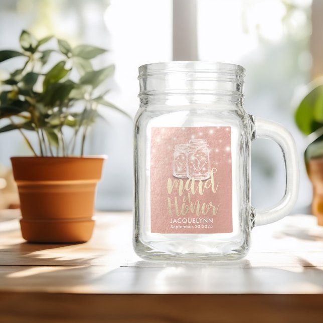 Hochzeit Trauzeugin Couple Mason Jars Rose Gold Einmachglas (Von Creator hochgeladen)