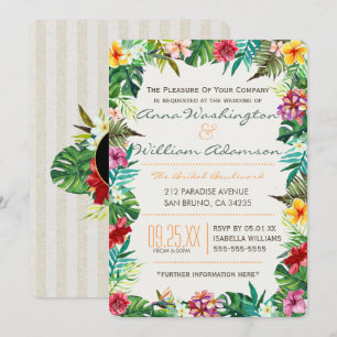 Hochzeit  Tropische Blätter, Flora und Extravagant Einladung