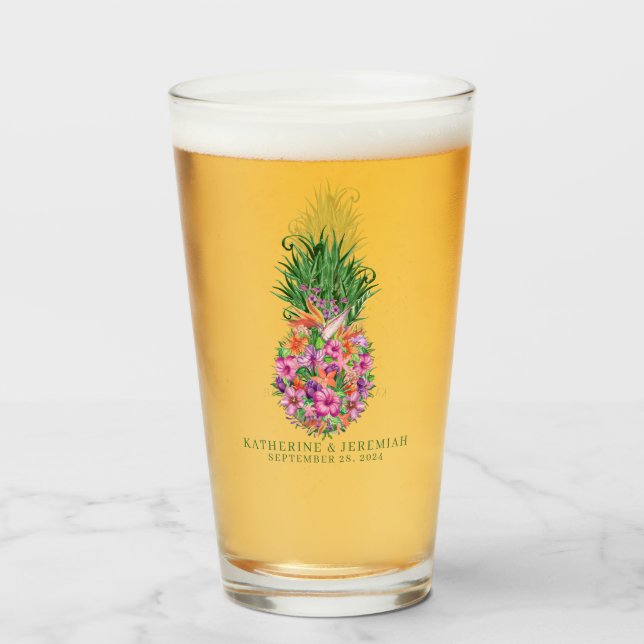 Hochzeit tropischer Ananas Glas (Rückseite (gefüllt))