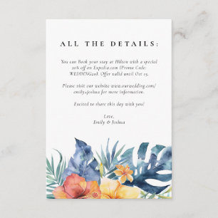Hochzeit tropischer Flora Begleitkarte