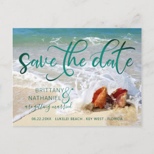 Hochzeit tropischer Strand Ziel Muscheln Ankündigungspostkarte