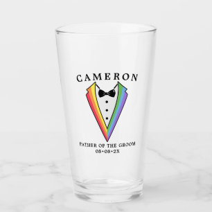 Hochzeit Tuxedo Gay LGBTQ+ Vater des Bräutigams Glas