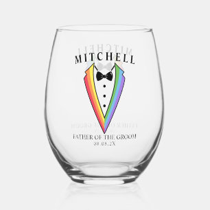 Hochzeit Tuxedo Gay LGBTQ+ Vater des Bräutigams Weinglas Ohne Stiel