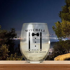 Hochzeit Tuxedo Personalisierter Vater des Bräutig Weinglas Ohne Stiel