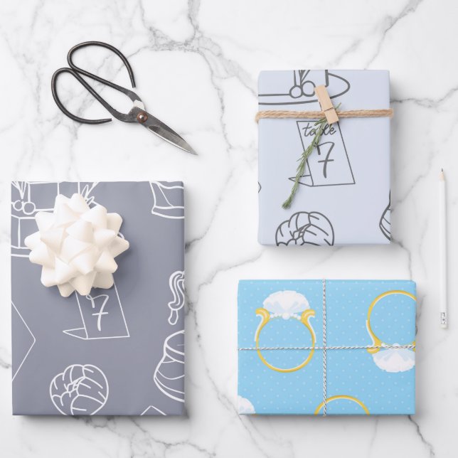 Hochzeit und Brautparty Geschenkpapier Set (Vorderseite)