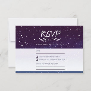 Hochzeit unter den Sternen RSVP blaue Nacht Himmel Karte