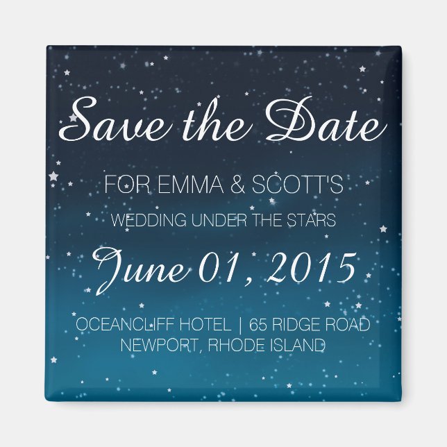 Hochzeit unter den Sternen Save the Date BLAU Magnet (Vorne)