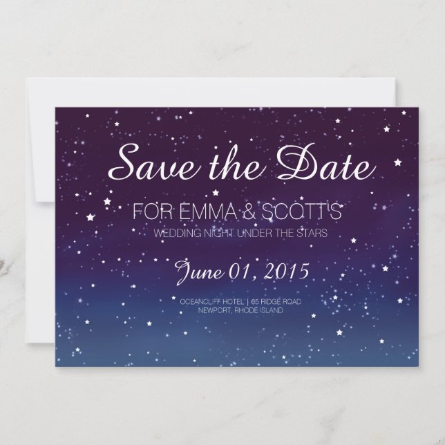 Hochzeit unter den Sternen Save the Date LILA (Vorderseite)