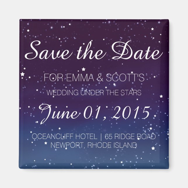 Hochzeit unter den Sternen Save the Date LILA Magnet (Vorne)